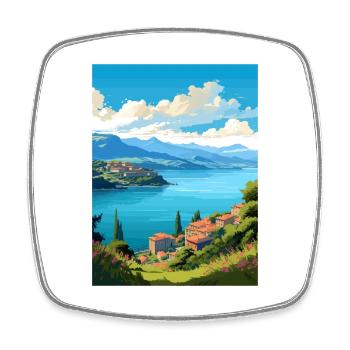 Lac De Serre Ponçon Déco Vintage Affiche De Voyage - Magnet carré - blanc - Devant