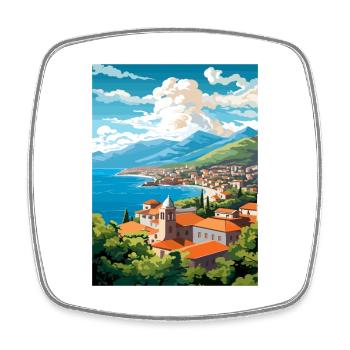 Budva Monténégro Vintage voyage affiche Souvenir - Magnet carré - blanc - Devant