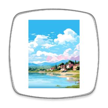 Lake Banyoles Spanien Ibiza Deko Reiseposter - Viereckiger Kühlschrankmagnet - Weiß - Vorne