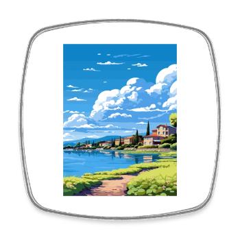 Lac de Bracciano Italie Vintage voyage affiche WPA Art - Magnet carré - blanc - Devant
