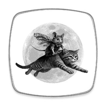 True Moon Love – Mouse Flies with a Cat - Square fridge magnet - white - Front