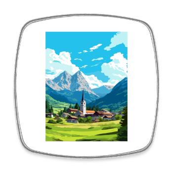 Bohinjska Bistrica Slowenien Vintage Reiseposter - Viereckiger Kühlschrankmagnet - Weiß - Vorne