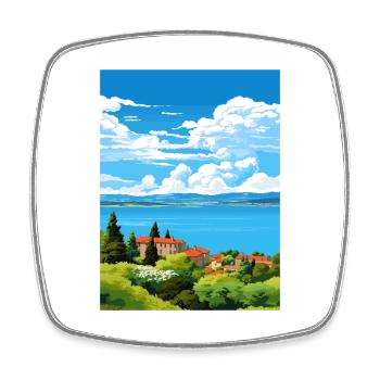 Bolsenasee Italien Vintage Reiseposter Souvenir - Viereckiger Kühlschrankmagnet - Weiß - Vorne
