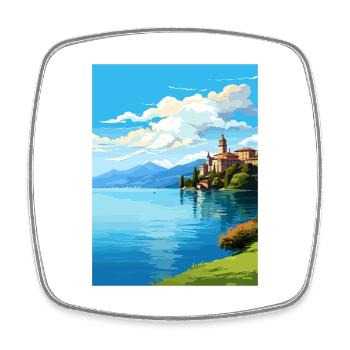 Lac d’Orta Italie Vintage voyage affiche WPA Souvenir - Magnet carré - blanc - Devant