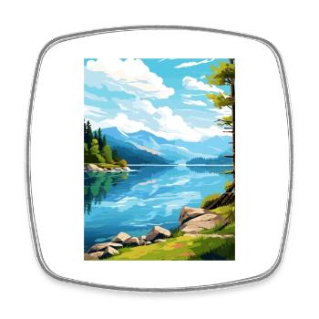 Lac De Serre Ponçon Déco Vintage Affiche De Voyage - Magnet carré - blanc - Devant