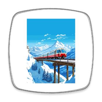 Glacier Express Suisse Affiche de voyage Vintage - Magnet carré - blanc - Devant