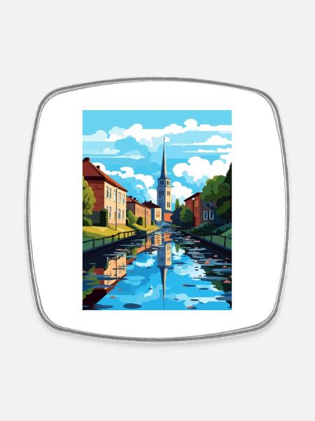 Turku Finland Vintage matkailujuliste WPA matkamuisto - Nelikulmainen jääkaappimagneetti - valkoinen