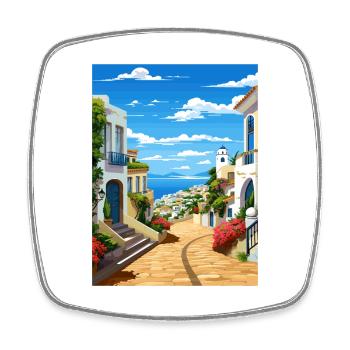 Albufeira Portugal Cascais Vintage Travel Poster - Square fridge magnet - white - Front