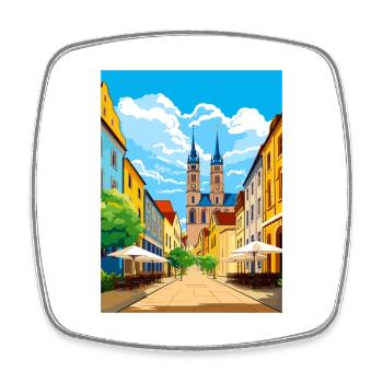 Magdebourg décoration Allemagne Vintage Travel Poster - Magnet carré - blanc - Devant