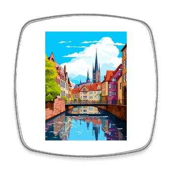 Munster Decoration Germany Vintage Travel Poster - Square fridge magnet - white - Front