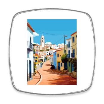 Albufeira Portugal Cascais Vintage Travel Poster - Square fridge magnet - white - Front