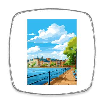 Kiel Decoration Germany Vintage Travel Poster WPA - Square fridge magnet - white - Front