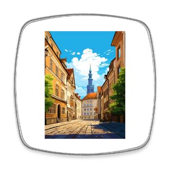 Munich Decoration Germany Vintage Travel Poster - Square fridge magnet - white - Front