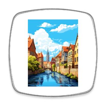 Munster Decoration Germany Vintage Travel Poster - Square fridge magnet - white - Front
