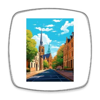 Wiesbaden Deutschland Vintage Reiseplakat Souvenir - Viereckiger Kühlschrankmagnet - Weiß - Vorne