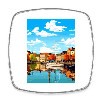 Saarbrücken Deutschland Vintage Reiseplakat Souvenir - Viereckiger Kühlschrankmagnet - Weiß - Vorne