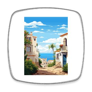 Almeria Spanien Vintage Reiseposter WPA Souvenir - Viereckiger Kühlschrankmagnet - Weiß - Vorne
