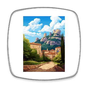 Montserrat Spain Vintage Travel Poster Souvenir - Square fridge magnet - white - Front