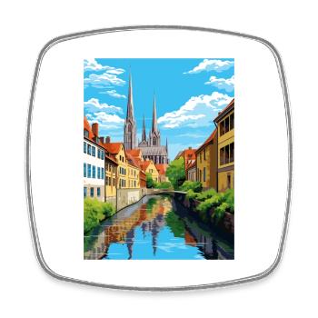 Chartres Frankreich Vintage Reiseplakat WPA Souvenir - Viereckiger Kühlschrankmagnet - Weiß - Vorne