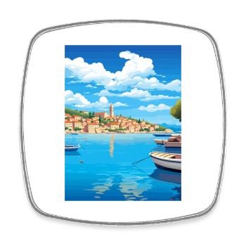 Budva Montenegro Vintage Reiseplakat Souvenir - Viereckiger Kühlschrankmagnet - Weiß - Vorne