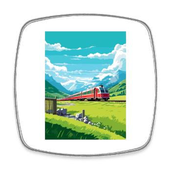Glacier Express Switzerland Vintage Travel Poster - Square fridge magnet - white - Front