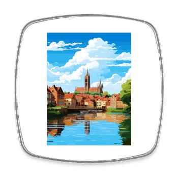 Amiens France Vintage Travel Poster WPA Souvenir - Square fridge magnet - white - Front