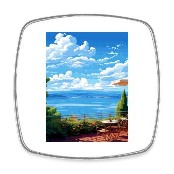 Lac de Bracciano Italie Vintage voyage affiche WPA Art - Magnet carré - blanc - Devant