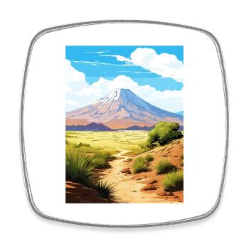 Parc national du Teide Espagne Affiche de voyage vintage - Magnet carré - blanc - Devant