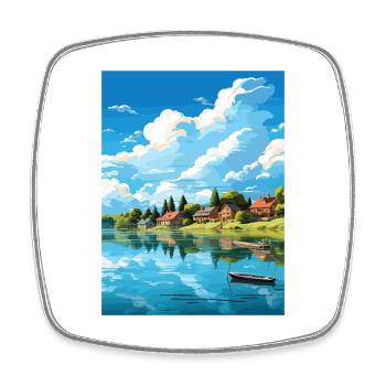Lac Paladru Déco Affiche De Voyage Vintage Souvenir - Magnet carré - blanc - Devant