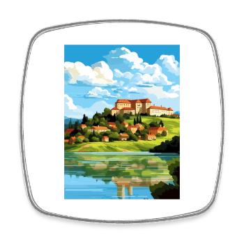 Ptuj Castle Slovenia Lake Bled Travel Poster - Square fridge magnet - white - Front