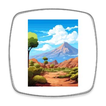 Parc national du Teide Espagne Affiche de voyage vintage - Magnet carré - blanc - Devant