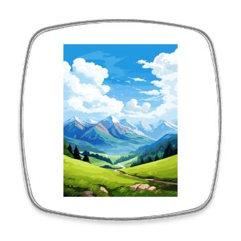 Reiseplakat des Pyrenäen-Nationalparks in Frankreich - Viereckiger Kühlschrankmagnet - Weiß - Vorne