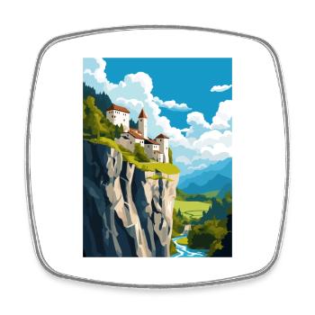 Predjama Castle Slovenia Lake Bled Travel Poster - Square fridge magnet - white - Front