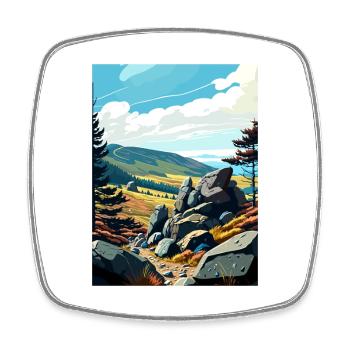 Karkonosze Poland Vintage Travel Poster Souvenir - Square fridge magnet - white - Front