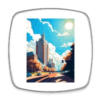 Katowice Poland Vintage Travel Poster WPA Souvenir - Square fridge magnet - white - Front