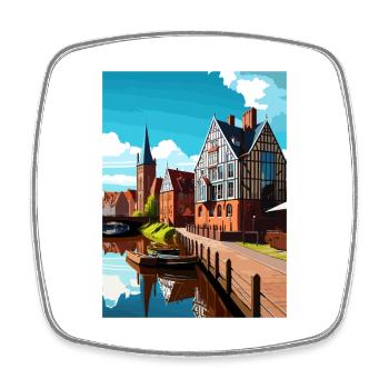 Bydgoszcz Pologne Vintage voyage affiche Souvenir - Magnet carré - blanc - Devant