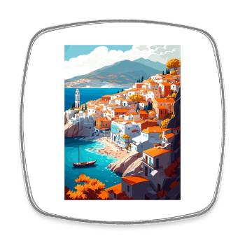 Hydra Greece Decoration Vintage Travel Poster WPA - Square fridge magnet - white - Front