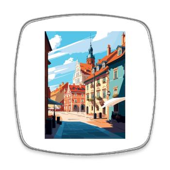 Olsztyn Poland Vintage Travel Poster WPA Souvenir - Square fridge magnet - white - Front