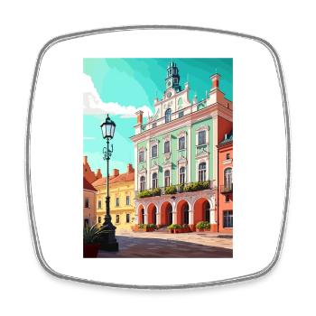 Zamosc Pologne Vintage voyage affiche WPA Souvenir - Magnet carré - blanc - Devant