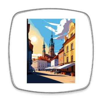Pilsen Tschechische Republik Vintage Reiseposter WPA Kunst - Viereckiger Kühlschrankmagnet - Weiß - Vorne