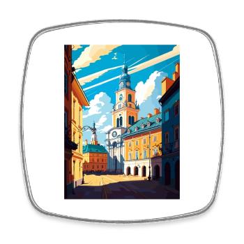 Lublin Pologne Affiche de voyage vintage WPA Souvenir - Magnet carré - blanc - Devant