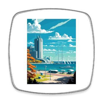Gydnia Pologne Vintage voyage affiche WPA Souvenir - Magnet carré - blanc - Devant