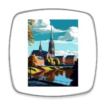 Uppsala Sweden Vintage Travel Poster WPA Souvenir - Square fridge magnet - white - Front