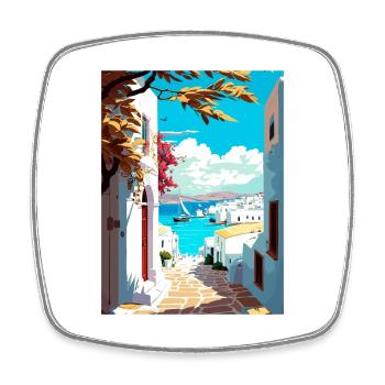 Paros Greece Decoration Vintage Travel Poster WPA - Square fridge magnet - white - Front