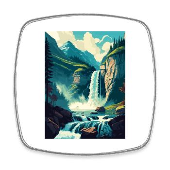 Chutes de Giessbach Suisse Affiche de voyage vintage - Magnet carré - blanc - Devant