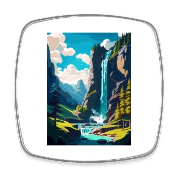 Trummelbach Falls Switzerland Travel Poster - Square fridge magnet - white - Front