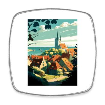 Visby Sweden Vintage Travel Poster WPA Souvenir - Square fridge magnet - white - Front