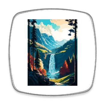 Seerenbach Falls Switzerland Vintage Travel Poster - Square fridge magnet - white - Front
