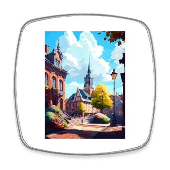 Lund Sweden Vintage Travel Poster WPA Souvenir - Square fridge magnet - white - Front