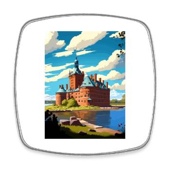 Kalmar Sweden Vintage Travel Poster WPA Souvenir - Square fridge magnet - white - Front